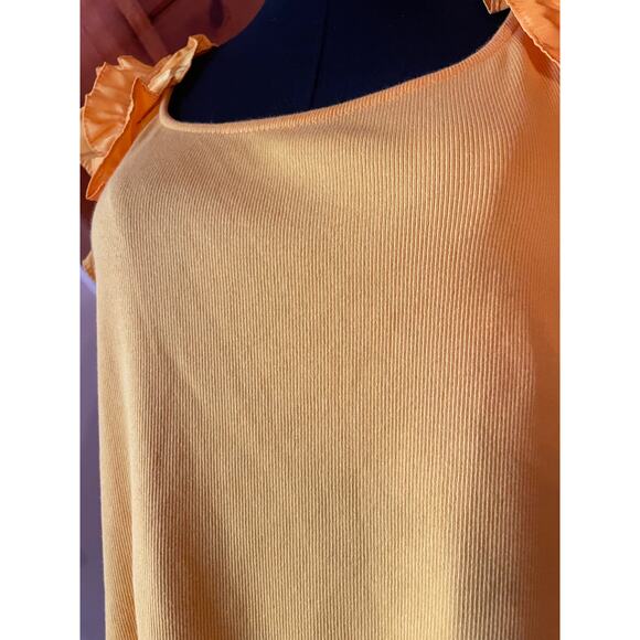 Cece Ruffle Sleeve Bright Yellow Ribbed Tank Top sz XL - Picture 4 of 8